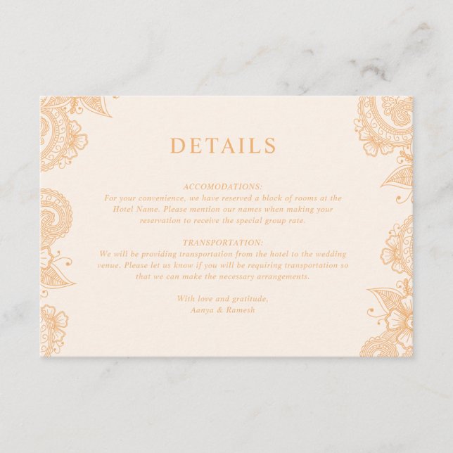 Mehndi Henna Wedding Enclosure Card (Front)