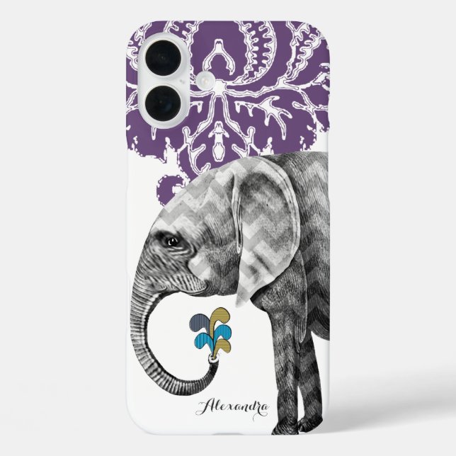 Mehndi Indian Aesthetic Modern Twist Elephant Case-Mate iPhone Case (Back)