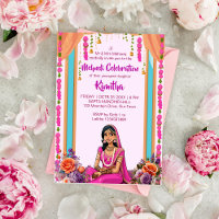 Mehndi Indian wedding cute bride in pink