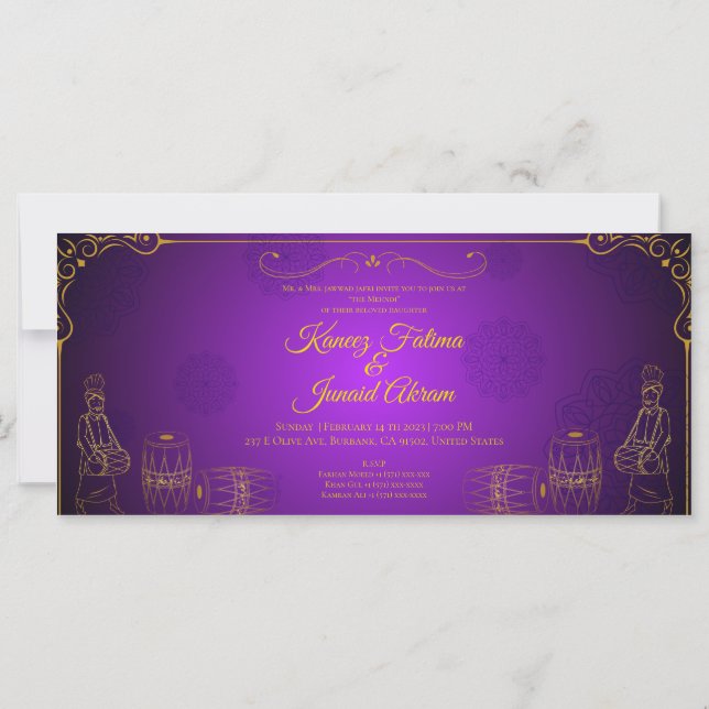 Mehndi Invitation Card (Back)
