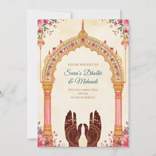 Mehndi invitations Digital Dholki invites (Front)