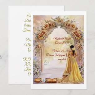 Mehndi Night Invitation Card 2026 Mughal Floral