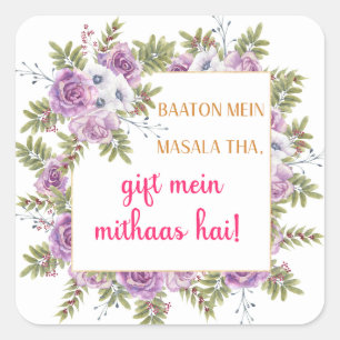 mehndi party gift bags square sticker