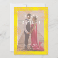 Mehndi Photo Wedding Save the Date Invitation