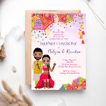 Mehndi South Indian Tamil wedding invitation<br><div class="desc">Mehndi Henna South Indian Tamil wedding invitation with Indian bride and groom,  decorated umbrellas and pom garlands</div>