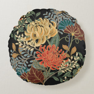 Mehndi Tracery Tile: Ethnic Seamless Design Round Cushion