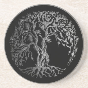 Mehndi Tree of Life (Henna) (Silver) Coaster
