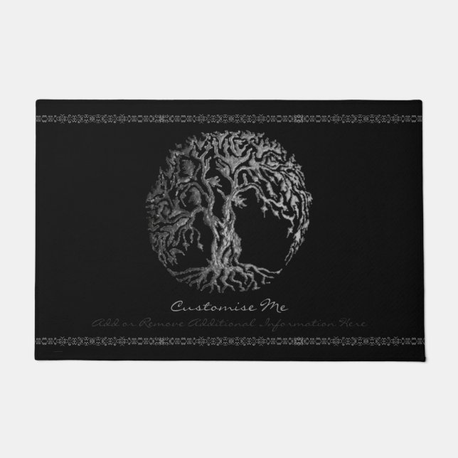 Mehndi Tree of Life (Henna) (Silver) Doormat (Front)