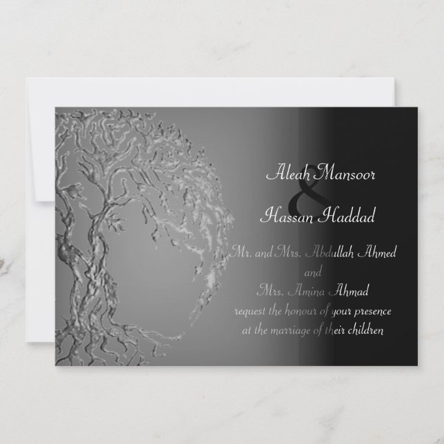 Mehndi Tree of Life (Henna) (Silver) Invitation (Front)