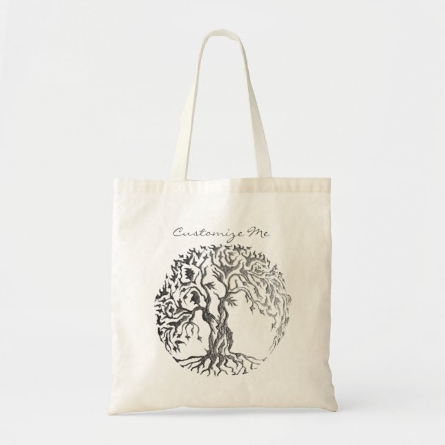 Mehndi Tree of Life (Henna) (Silver) Tote Bag (Front)