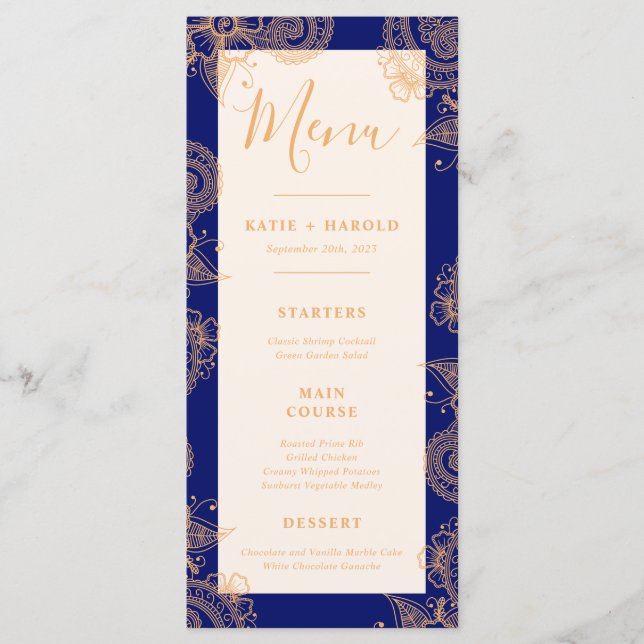 Mehndi Wedding Dinner Menu (Front)