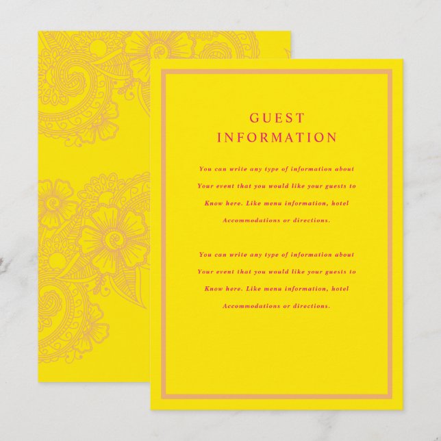 Mehndi Wedding Insert (Front/Back)