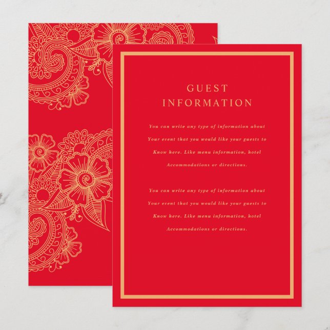 Mehndi Wedding Insert (Front/Back)