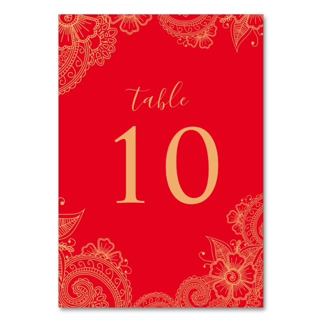 Mehndi Wedding Table Number (Front)
