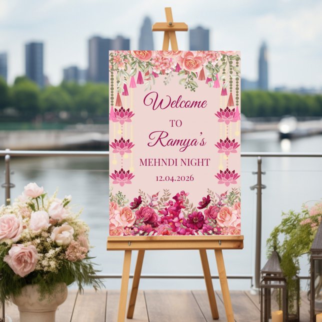 mehndi welcome sign, indian wedding sign, mendhi  poster (Creator Uploaded)