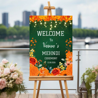 mehndi welcome sign, indian wedding sign, mendhi poster