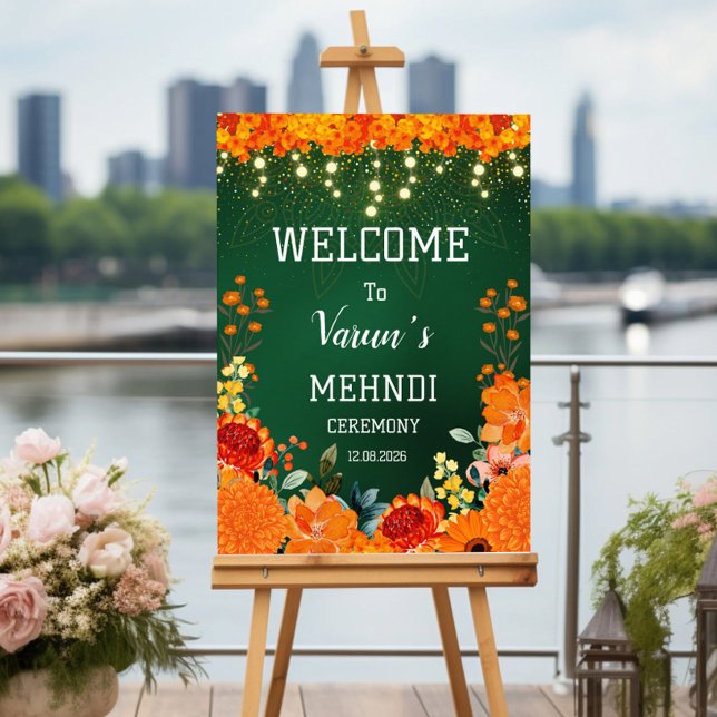 mehndi welcome sign, indian wedding sign, mendhi  poster (Creator Uploaded)