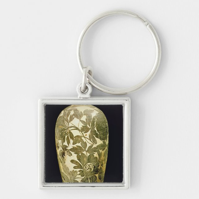 Mei P'ing vase with a black floral decoration Key Ring (Front)