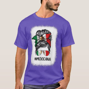 Meican Flag Mom Bun LATIN Meico Hispanic Heritage  T-Shirt