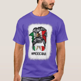 Meican Flag Mom Bun LATIN Meico Hispanic Heritage  T-Shirt
