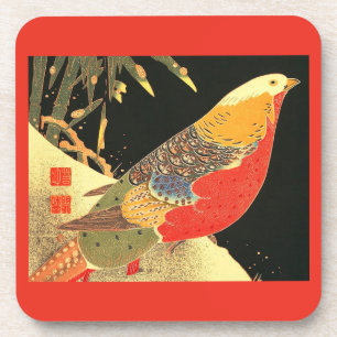 Meiji bird print coaster