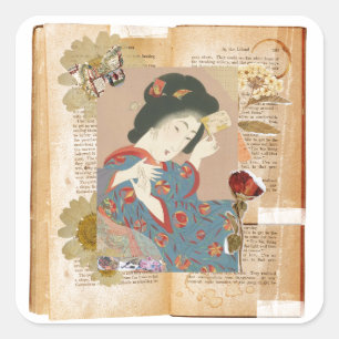 Meiji Era Beauty: Ukiyo-e – Traditional Japanese Square Sticker