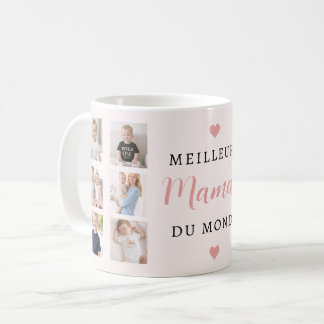 Meilleure Maman Du Monde Photo Collage Blush Pink Coffee Mug