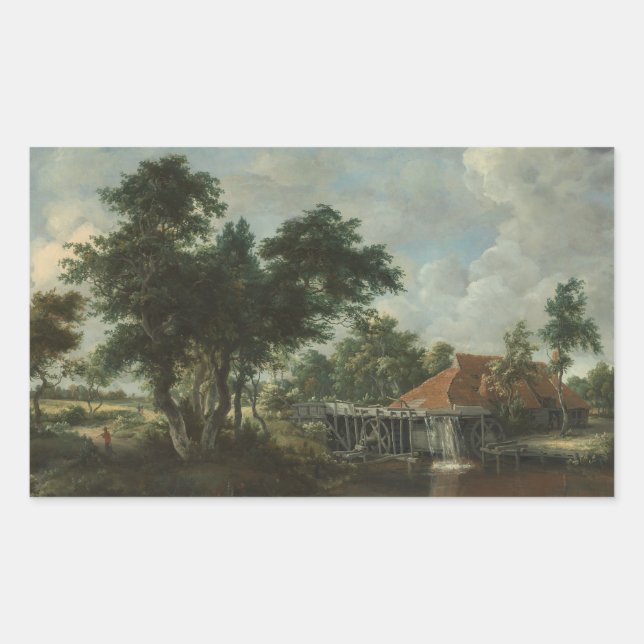 Meindert Hobbema - The Watermill Rectangular Sticker (Front)