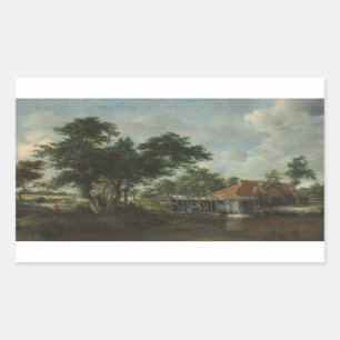Meindert Hobbema - The Watermill Rectangular Sticker