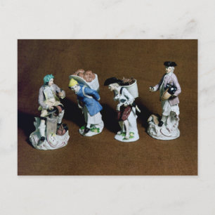 Meissen figures:saddler,goat seller postcard