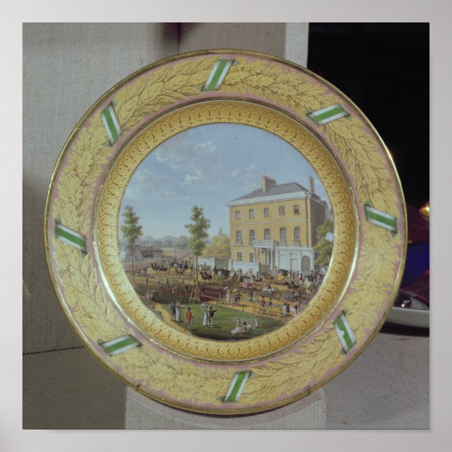 Meissen plate, decorated with a scene of poster (Front)