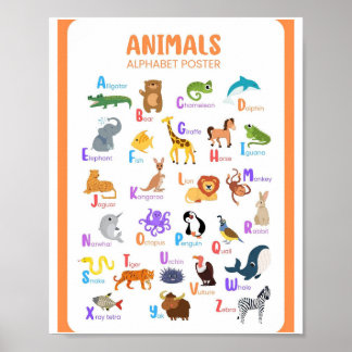 MEKIMI- Animals Alphabet Illustrative Poster