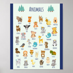 MEKIMI- Colourful Illustrated Animals Poster