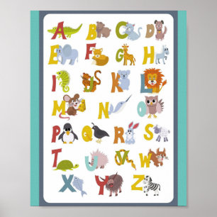 MEKIMI- Cute Animal Alphabet Poster