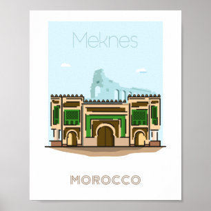 Meknes city travel poster - morocco travel poster