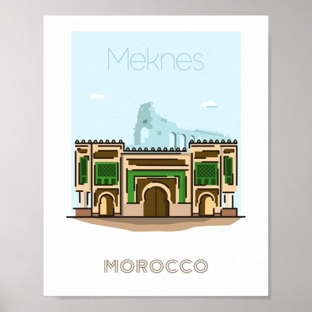 Meknes city travel poster - morocco travel poster (Front)