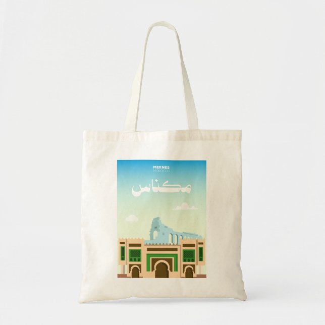 Meknes Morocco Tote – Artistic City Illustration (Front)