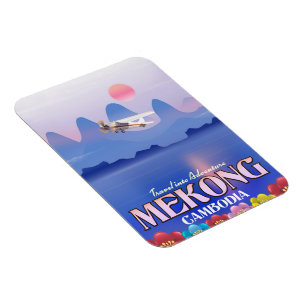 Mekong River Cambodia Vacation poster Magnet
