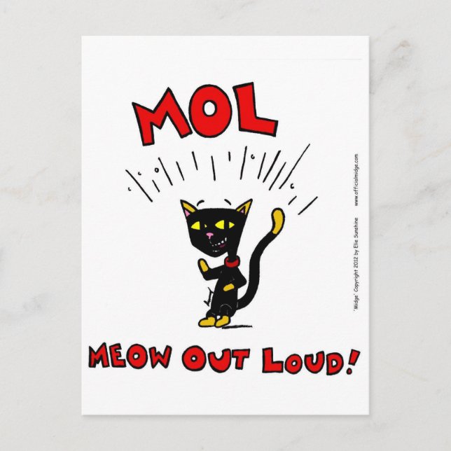 Mel "MOL: MEOW OUT LOUD" Postcard (Front)