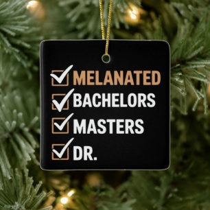 Melanated Doctorate Graduation PhD EDD Bachelor  Ceramic Ornament