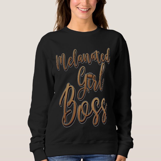 Melanated Girl Awesome African American Black Busi Sweatshirt (Front)