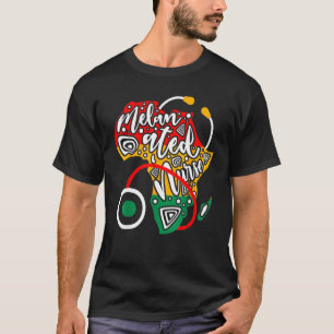 Melanated Nurse African Flag Stethoscope Black His T-Shirt