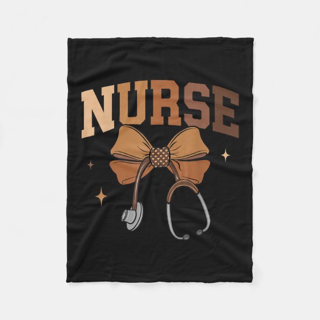 Melanated Nurse Black History Month Coquette Bow S Fleece Blanket (Front)