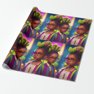 MelanatedME Cactus Twin Girls  Wrapping Paper