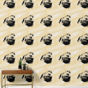 Melancholic Pug Head - lines silhouette 1 Wallpaper
