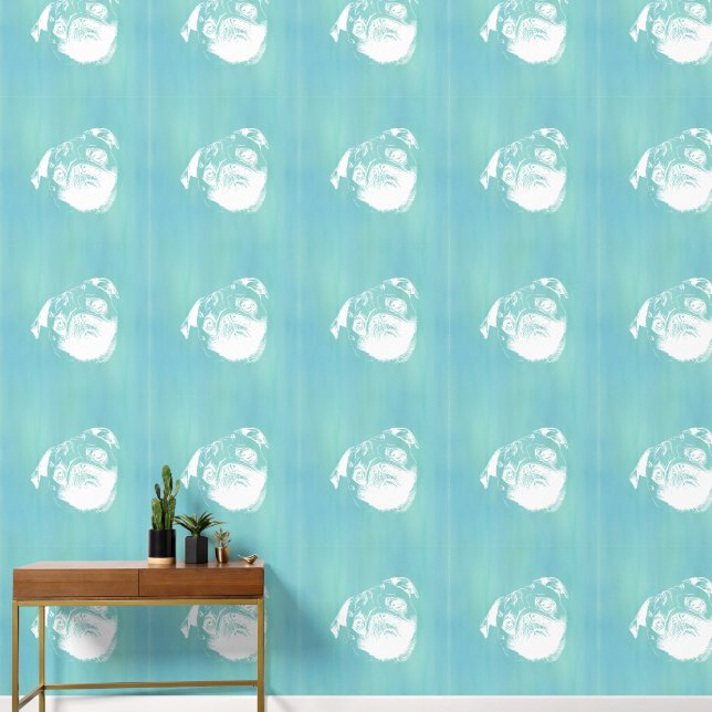 Melancholic Pug Head - lines silhouette 2 Wallpaper (Hallway)