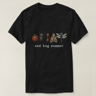 Melancholy Bug Summer Vintage Insect Illustration T-Shirt
