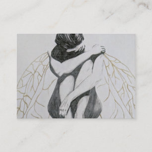 Melancholy drawing sadness fairy business cards. card