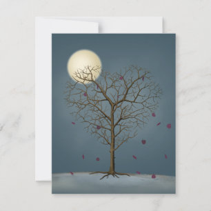 Melancholy Heart Shaped Tree Under Full Moon Card