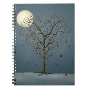 Melancholy Heart Shaped Tree Under the Full Moon Notebook